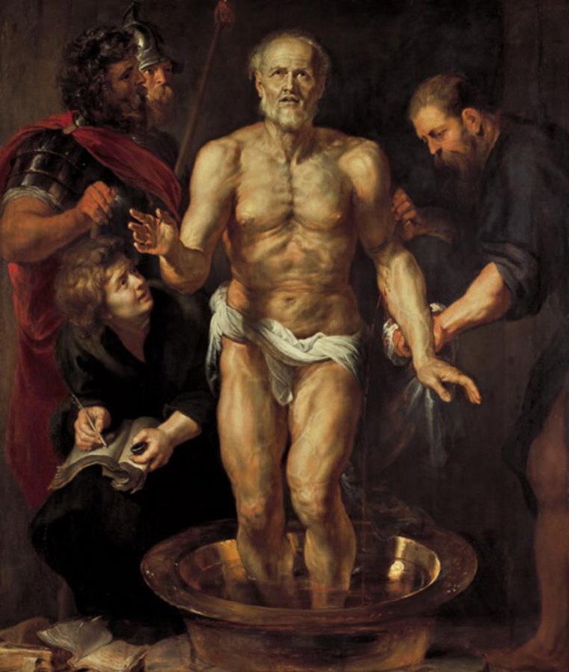 Pintura de Rubens representando a morte de Sêneca, filósofo estoico romano